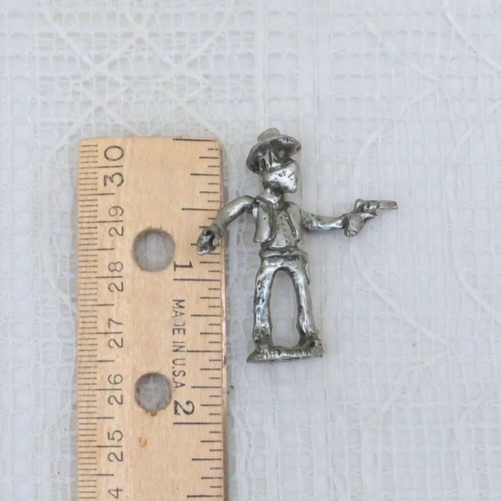 Vintage Pewter Shooting Cowboy Miniature Figurine Cowboy Collector Decor - Picture 7 of 9